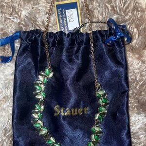 Stauer Dark and Light Green Leaf Necklace